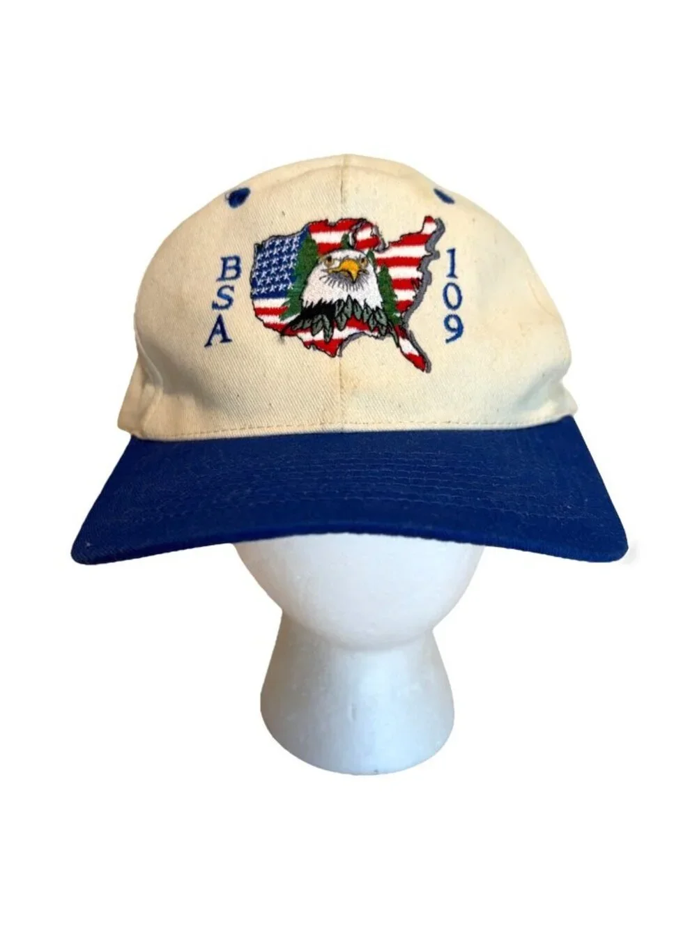Vintage Boy Scouts BSA Snap Back Hat Cap Mens One Size Embroidered Flag 1990s